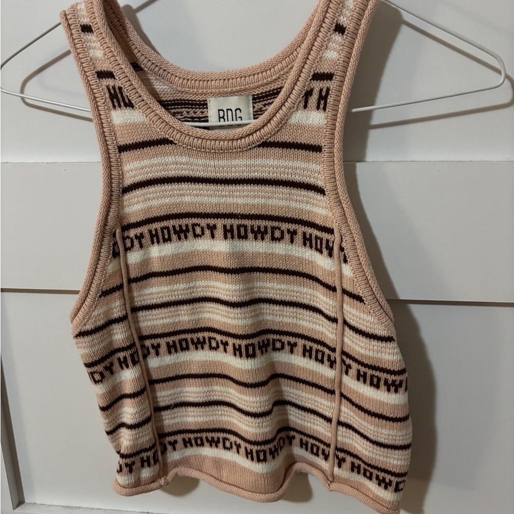 Knitted BDG “Howdie” Striped Knit Tank Top